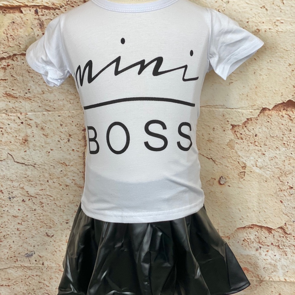 NEW 2 Piece Mini Boss Faux Leather Skirt Set - Picture 7 of 12